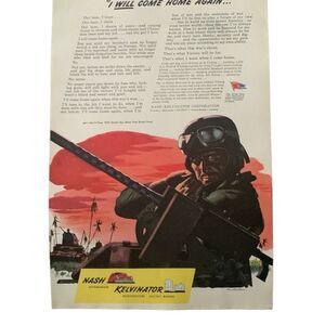 Vintage 1943 Nash Kelvinator Will Come Home Again Ad Advertisement